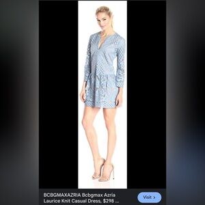 BCBG Light Blue Lace Long Sleeve Dress